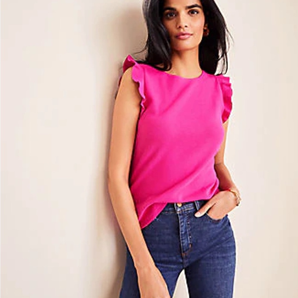 Ann Taylor Pink Ruffle Sleeve Top - Small - Like New